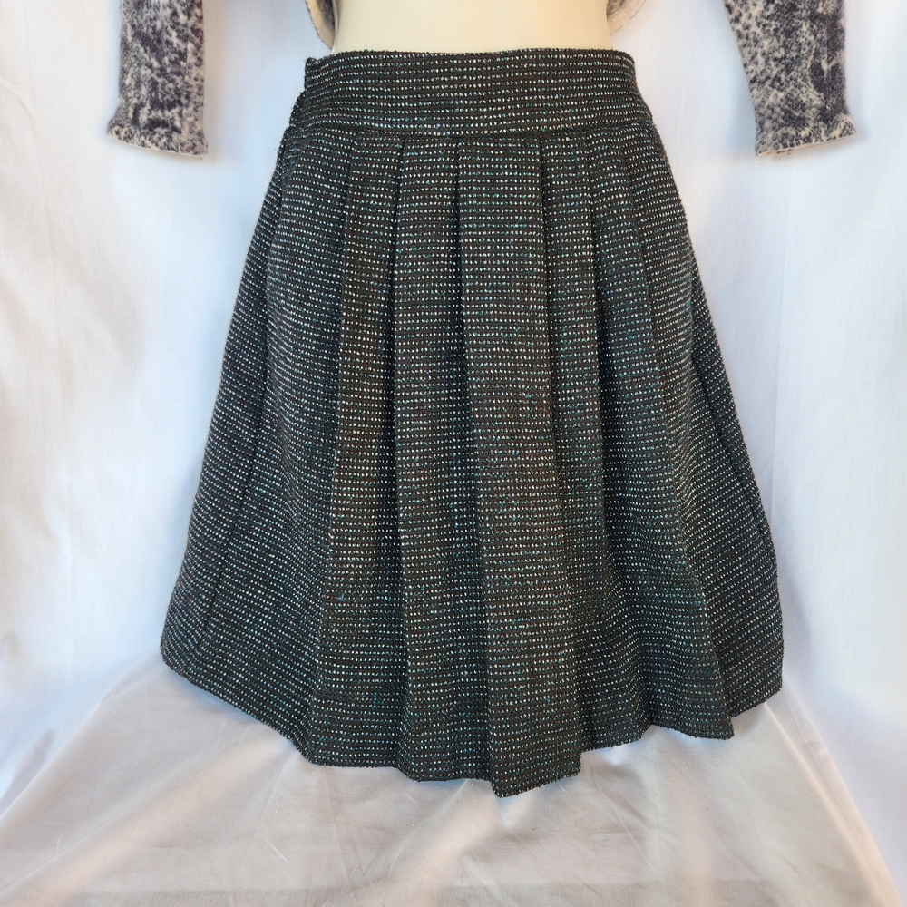 Vintage Tweed A-Line Pleted Mini Skirt | Quiet Luxury Chic | Sustainable Wear